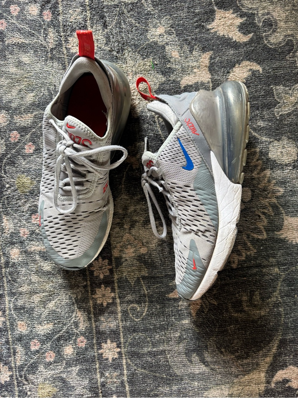 Nike Gray Sneakers with Blue and Red Accents